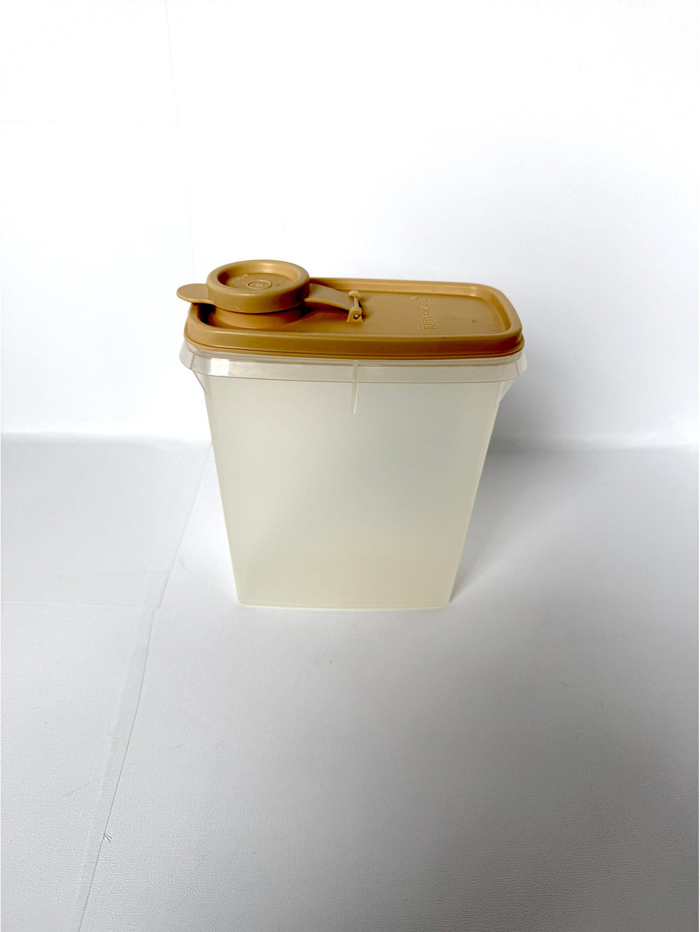 Plastic Storage Container with Pour Spout Lid in Beige and Cream